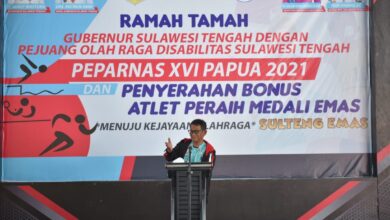 Gubernur Sulteng H. Rusdy Mastura Berikan Bonus 100 Juta Atlet Peraih Emas Peparnas XVI